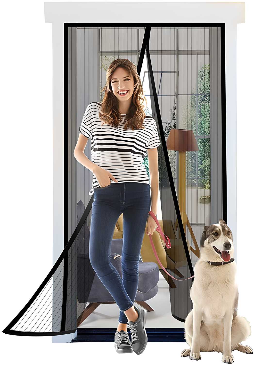 Magnetic Mosquito Screen Door Net Curtain with Magnets Reinforced Polyester 55% Off