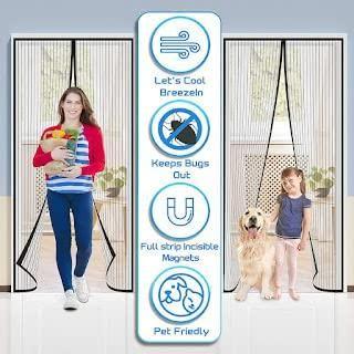 Magnetic Mosquito Screen Door Net Curtain with Magnets Reinforced Polyester 55% Off
